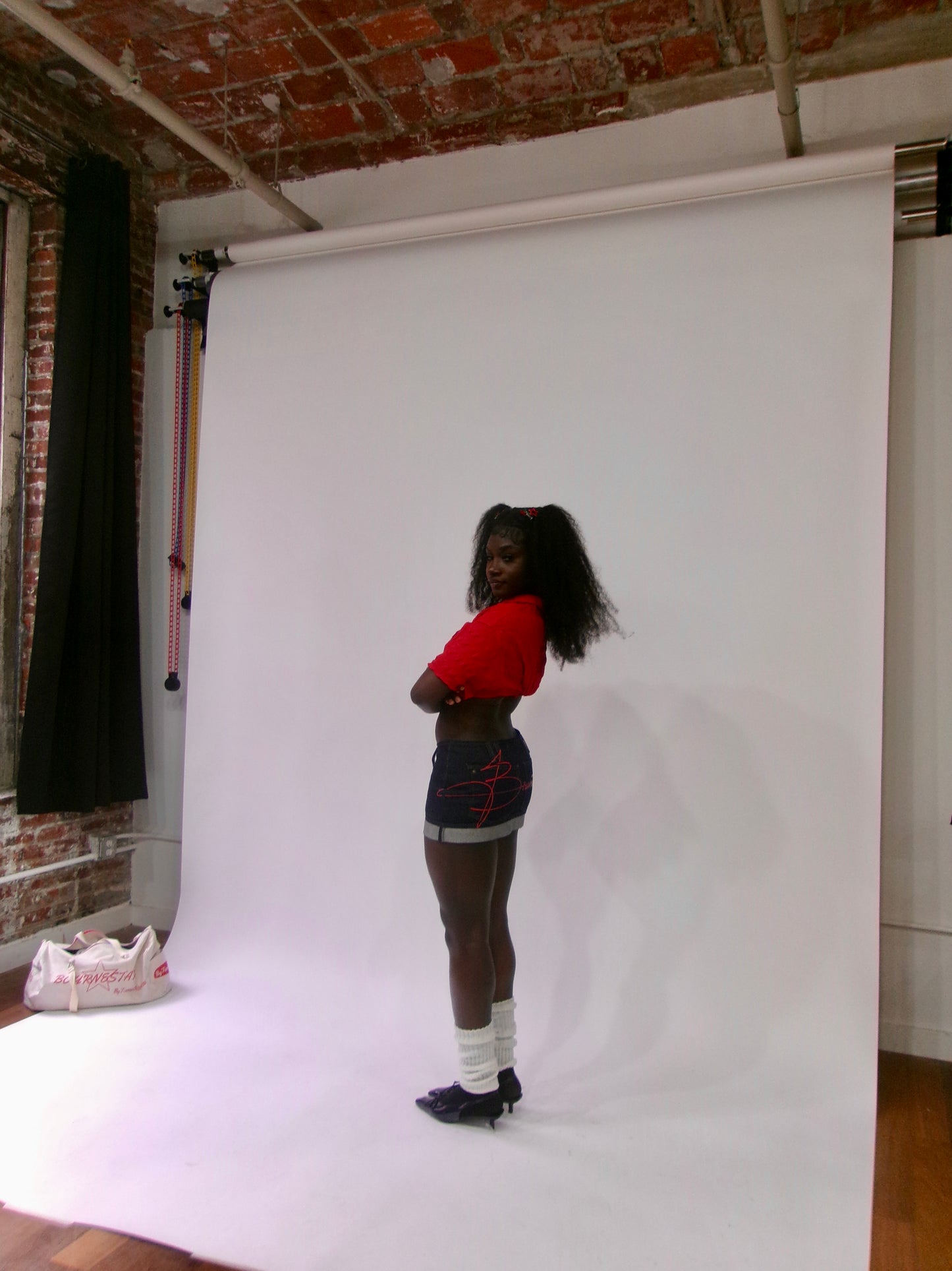 Script Denim Mini Skirt