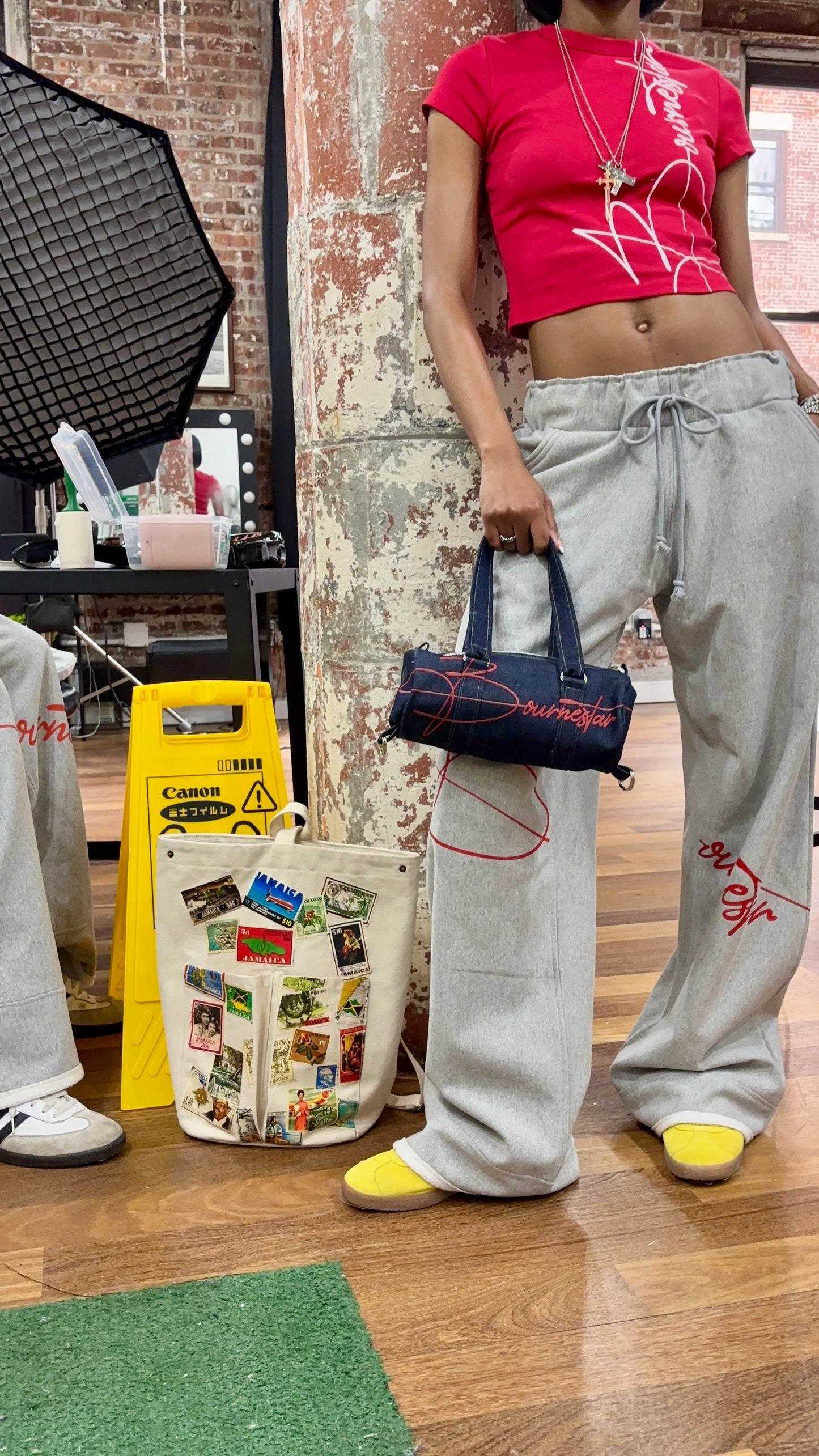 Script Denim Mini Duffle