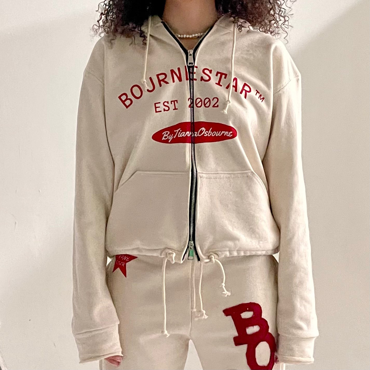 Cream zip 2025 hoodie women's