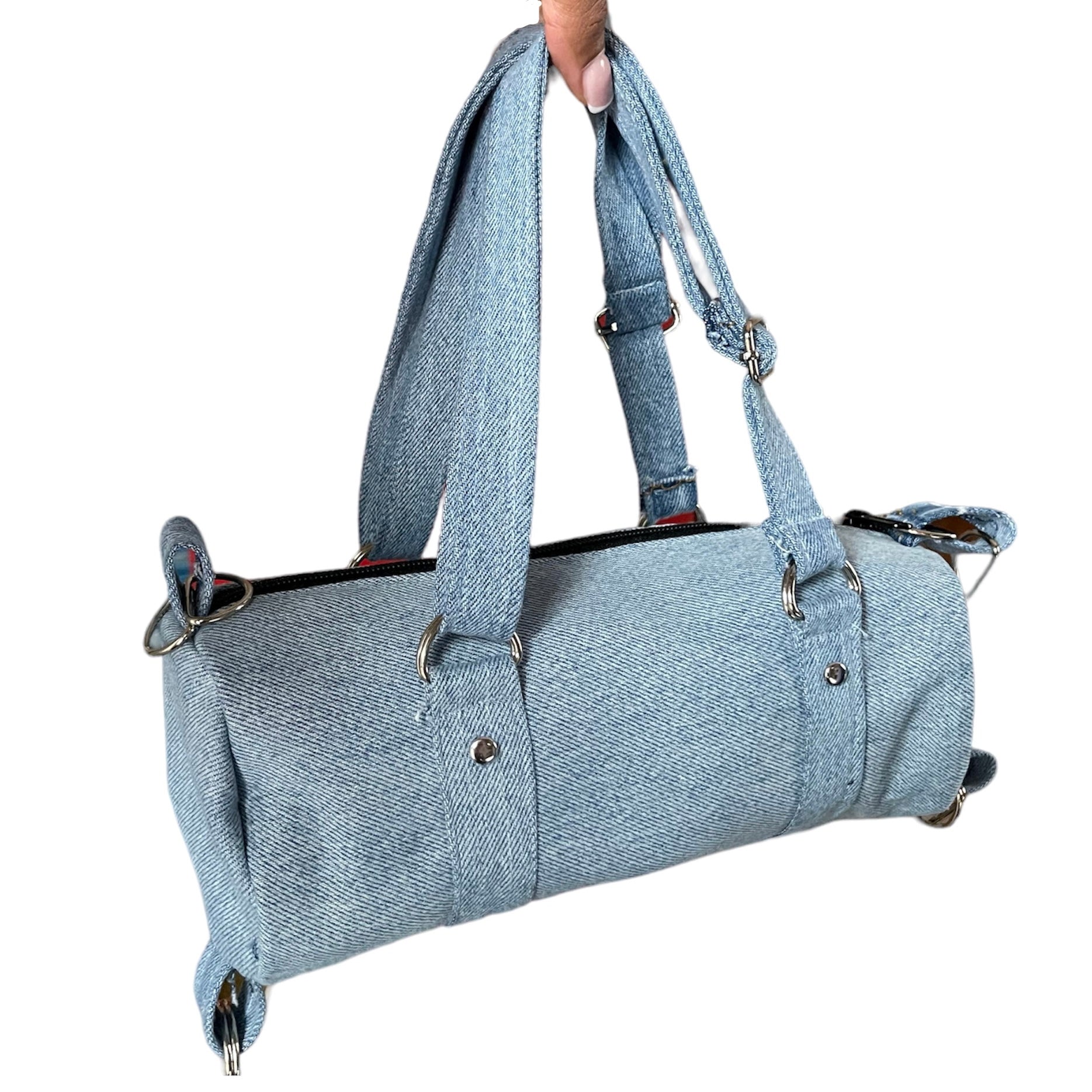 Bari store Lynn Distressed Denim Duffle Bag