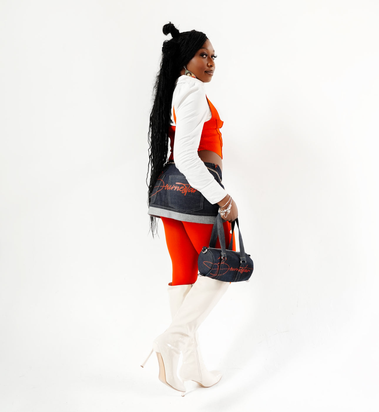 Script Denim Mini Skirt | Handmade Low Waist Jean Skirt | Bronx NY