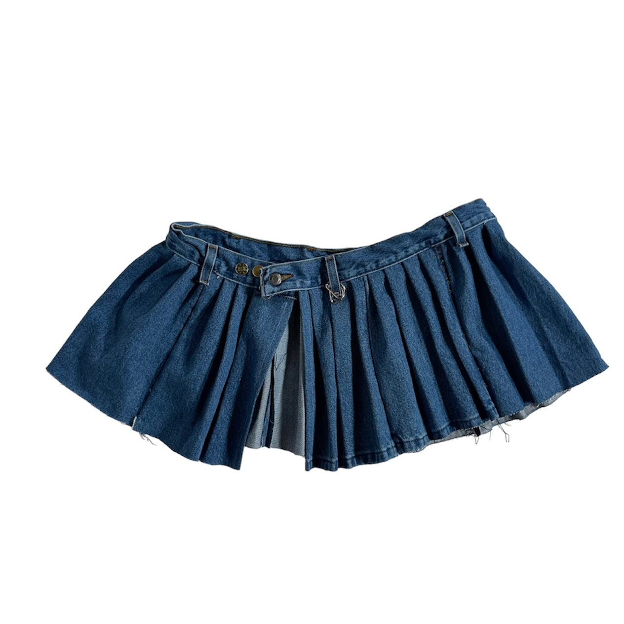 Pleated Denim Skirt [Dark Denim]