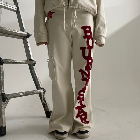 Wide Leg Sweatpant [Cream/Red]