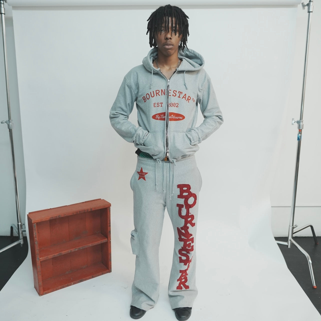 Double Zip Hoodie [Gray/Red]